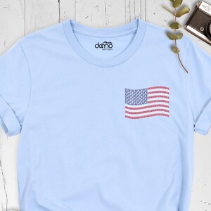 Independence Day Shirt, Pocket Size American Flag Shirt, Red White and Blue Tee, USA Flag Musician Shirt, 4Th Of July Flag Shirt