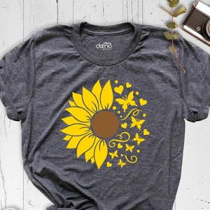 Butterfly Sunflower Shirt, Sunflower Graphic Tee, Vacation Shirt, Wildflower shirt, Sunflower tee, Butterfly tee, Summer Shirt, Plant Shirt
