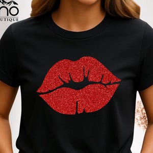 Glitter Red Lip Shirt by DamoBoutique