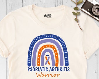 Psoriatic Arthritis Shirt, Rainbow Lavender and Orange Ribbon Team Awareness Shirt, Arthritis Warrior Tshirt, Psoriatic Support Squad Shirt