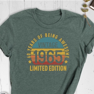 60th Birthday Shirt, Vintage 1965 Shirt, 60 Years Of Being Awesome Shirt, 1965 Limited Edition Shirt, Retro Sixty Birthday Party Men Shirt