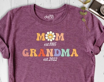 Custom Mom Grandma Shirt Pregnancy Reveal Tee, Personalized Mothers Day Tshirt, Grandma to be Tee, Mom Established Shirt