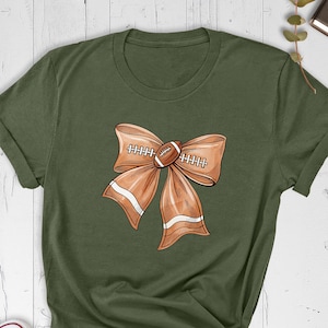 Coquette Football Bow Shirt Football Mom Gift Shirt,  Women Football Shirt, Football Mom Tee, Football Player Tee, Football Season Tee