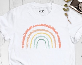 Boho Rainbow Shirt, Rainbow Boho Shirt, Retro Rainbow Shirt, Nature Lover Shirt, Cute Rainbow Shirt, Love Rainbow Shirt, Women Graphic Shirt