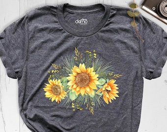 Sunflower Shirt, Floral Tee Shirt, Flower Shirt, Sunflower Shirt Women, Wild Flowers Shirt, Garden Shirt, Wildflowers Shirt, Botanical Shirt