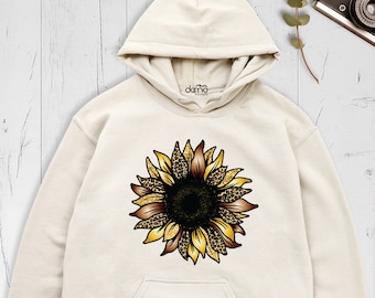 Sunflower Hoodie, Sunflower Sweatshirt, Womens Fall Hoodie, Sunflower Hoodies for Women, Plant Sweatshirt, Nature Hoodies, Floral Hoodie