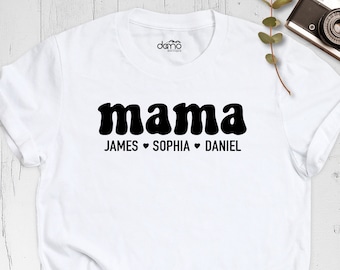Custom Mama Shirt, Mom Shirt With Names, Personalized Mama T-shirt, Mother's Day Shirt, Personalized Mom Shirt, Custom Kids Name Mama Shirt