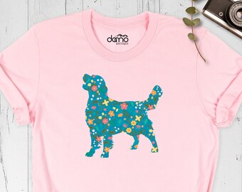 Golden Retriever Flower Shirt, Golden Retriever Shirt, Floral Dog Shirt, Cute Dog Graphic Tee, Dog Owner Shirt, Golden Retriever Lover Shirt