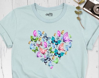 Butterfly Shirt, Butterfly Tee, Heart Butterfly Tshirt, Butterfly Heart Shirt, Kindness Shirt, Spring Tee, Cute Butterfly Tee, Spring Tshirt
