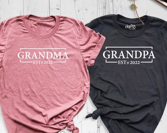 Personalized Grandma Grandpa Est Shirt, Custom Grandparents Tshirt, Baby Announcement Tees, Fathers Mothers Day Shirt, Grandma To Be Shirt