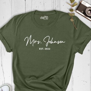 Custom Mrs Shirt, Bride To Be Shirt, Personalized Mrs Shirt, Wife And Husband Est Shirt, Custom Engagement Tee, Custom Birthday Shirt