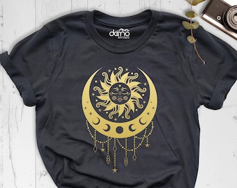 Sun Moon Stars Shirt, Mystical Shirt, Vintage T-Shirt, Celestial Tee, Moon Shirt, Sun Moon Graphic Tee, Aesthetic Shirt