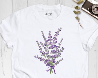 Vintage Flower Shirt, Pressed Flower, Lavender Shirt, Lavender T-Shirt, Vintage Botanical Shirt, Aesthetic Shirt, Purple Flower Shirt