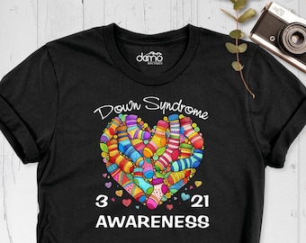 Down Syndrome Awareness Shirt, Heart Socks 3 21 Support Shirt, Extra Chromosome Tshirt, Yellow Blue Ribbon Outfit, Down Syndrome Mom Shirt