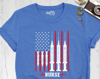 4th of July Icu Nurse Shirt, USA Flag Nursing Shirt, Patriotic Nurse Shirt, Republican ER Nurse Tee, American Memorial Day Celebration Shirt