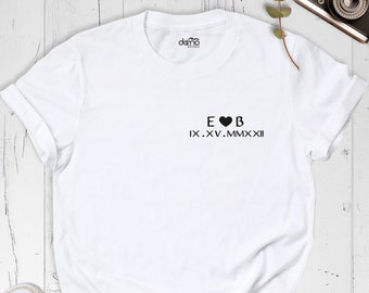 Customized Roman Numeral Shirt, Roman Numeral Date Shirt, Roman Date Couples Matching Tshirt, Wedding Date Shirt, Wife Husband Shirt