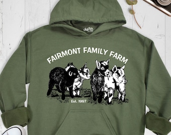 Family Farm Est Hoodie, Custom Black Goats Sweatshirt, Personalized Farm Name Est Long Sleeve Shirt, Farmer Shirt, Cute Goat Lover Tshirt