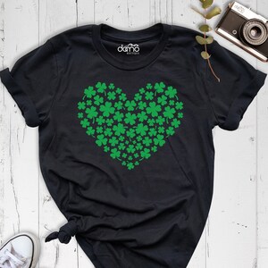 Shamrock Heart Shirt, Lucky Charm Shirt, Patrick&#39;s Day Heart Shirt For Woman, Four Leaf Shirt, Lucky Clover Day Shirt, Clover Day T-shirt