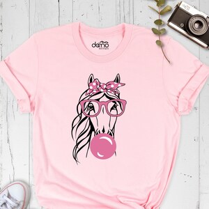 Horse Bubble With Pink Glasses and Bandana Shirt, Horse Lovers Tee, Funny Horse Tshirt For Women, Farmer Girl Shirt, Cute Animal Tees