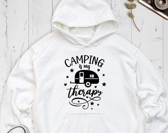 Camping Hoodie, Nature Lover, Hiking Sweatshirt, Outdoors Shirt, Camping Is My Therapy Sweatshirt, Summer Camp Sweatshirt, Vacation Sweater