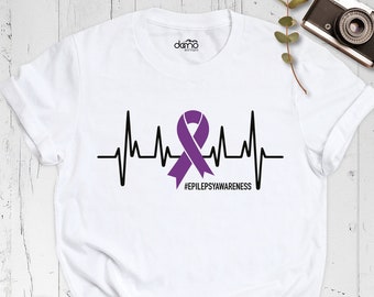 Epilepsy Awareness Shirt, Purple Ribbon Shirt, Cancer Fighter Shirt, Epilepsy Shirt, Epilepsy Support Shirt, Purple Awareness Ribbon Tee
