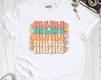 Retro Daisy Mom Tee, Mama Shirt, Retro Mama Shirt, Trendy Mama T-shirt, Groovy Graphic Tee, Cute Mom T-Shirt, Mommy Shirt, Retro Mom Shirt