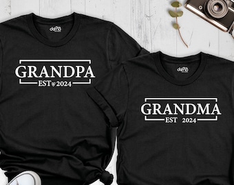 Est Grandma Grandpa Matching Shirt, Custom Mothers Day Grandparents Tshirt, New Grandmother Shirt, New Grandpa Tshirt, Fathers Day Outfit