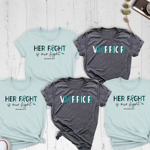 Her Fight is Our Fight Cervical Cancer Shirt, Ovarian Cancer Warrior Shirt, Cervical Cancer Awareness Team Shirt, Family Support Group Shirt