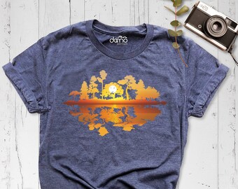 Forest Reflection Shirt, Minimalist Tree Tshirt, Aesthetics Camping Outfit, Nature Lover Shirt, Hiking Tshirt, Pine Tree Silhouette Shirt