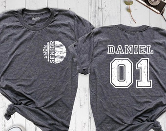 2024 Senior Baseball Shirt, Custom Your Name and Number Baseball Team Tshirt, Game Day Baseball Mom Shirt, Personalized Baseball Night Shirt