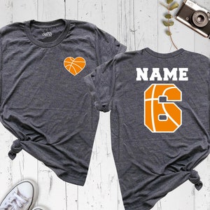 Pocket Heart Basketball Shirt, Custom Name and Number Basketball Tshirt, Your Team Shirt, Personalized Basketball Lover Mom Shirt, Sport Tee