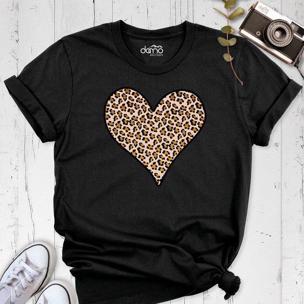 Leopard Heart Shirt, Valentines Day Shirt, Valentines Day Heart Tshirt, Women Leopard Love Heart Shirt, Cute Leopard Heart Outfit, Lover Tee