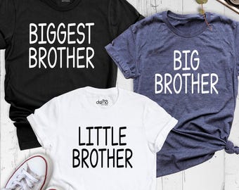 Brothers Matching Sibling Shirts Little Brother Shirt Big Brother Shirt Biggest Brother Tee,  Baby Announcement Shirt, Family Matching Tee
