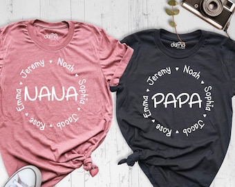 Personalized Nana Shirt, Grandkids Names Shirt,  Custom Grandparents Holiday Shirt, Nana and Grandkids Shirt, Nana Shirt, Custom Nana Shirt