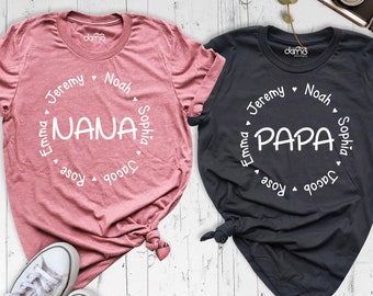 Personalized Nana Shirt, Grandkids Names Shirt,  Custom Grandparents Holiday Shirt, Nana and Grandkids Shirt, Nana Shirt, Custom Nana Shirt