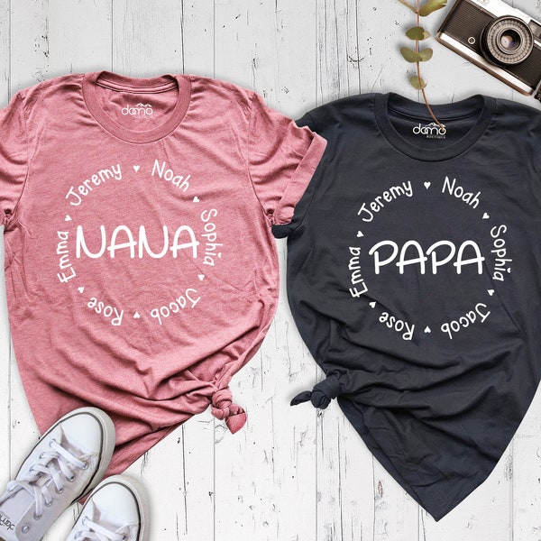 Personalized Nana Shirt, Grandkids Names Shirt,  Custom Grandparents Holiday Shirt, Nana and Grandkids Shirt, Nana Shirt, Custom Nana Shirt