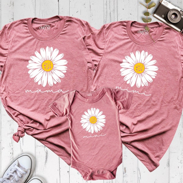 Daisy Mama Mimi Mini Shirt, Mommy and Me Tshirt, First Mothers Day Family Matching Shirt, New Mom Shirt, Personalized Grandma Mom Baby Shirt