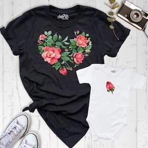 Mama Mini Matching Shirt, Mama And Mini Shirt, Cute Mom Toddler Tee, Floral Rose Shirt, Mother Day Shirt, Heart Matching Shirt, Mom Life Tee