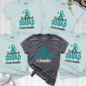 Custom Cervical Cancer Shirt Her Fight is Our Fight Tee, Ovarian Cancer Shirt, Teal Ribbon Awareness Team Matching Shirt, Family Support Tee