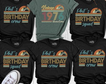 50th Birthday Crew Shirt Custom Vintage 1976 Bday Tee, Fiftieth Family Group Birthday Shirt, Birthday Grandma Shirt, Birthday Squad Shirt