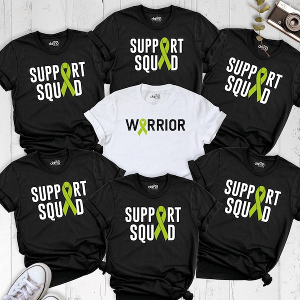 Support Squad Lymphoma Cancer Shirt, Lymphoma Cancer Awareness Team Tshirt, Lime Green Ribbon Shirt, Lymphoma Warrior Family Group Outfit