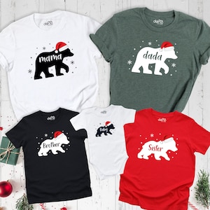 Bear Family Christmas Shirt, Custom Family Christmas Bear Shirt, 2025 Family Christmas Tee, Mama Dada Sister Shirt, Baby Bear Christmas Tee