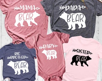 Custom Bear Family Matching Shirts tee Mama Papa Bear Shirt, Baby Bear Shirt, Sister Brother Bear Shirt, Personalized Family Gift Tee