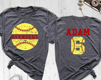 Softball Team Name Number Shirt, Softball Player Tshirt, Game Day Softball Sports Outfit, Softball Mom Shirt, Custom Softball Birthday Shirt