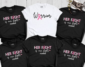 Breast Cancer Awareness Shirt, Her Fight is Our Fight Shirt, Custom Pink Ribbon Tshirt, Family Support Squad Outfit, Cancer Women Shirt