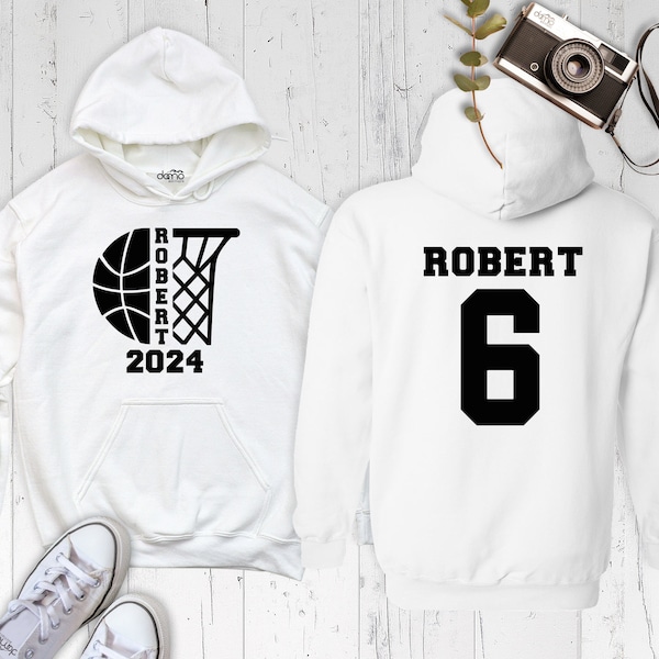 Customized Basketball Hoodie, Your Name Number Basketball Sweatshirt, Basketball Team Name Long Sleeve Shirt, Game Day Basketball Player Tee