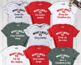 Camisetas de equipo de Navidad 2025, camiseta con frase navideña, camisetas familiares de Navidad, divertidas camisetas familiares a juego de Navidad, camiseta de equipo de fiesta navideña