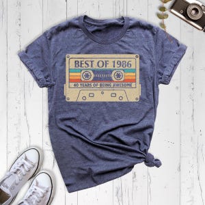 1986 Vintage Shirt, 40th Birthday Tee, 1986 Cassette Shirt, 40th Birthday Gift Shirt Vintage 1986 Tees, 1986 Retro tee, 1986 Birthday Tee image 3
