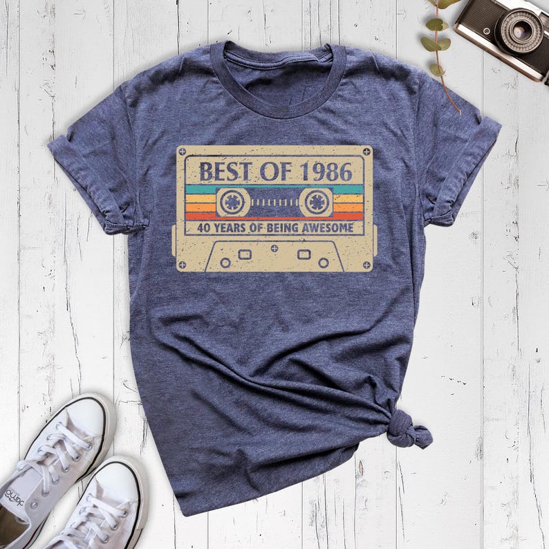 1986 Vintage Shirt, 40th Birthday Tee, 1986 Cassette Shirt, 40th Birthday Gift Shirt Vintage 1986 Tees, 1986 Retro tee, 1986 Birthday Tee image 3