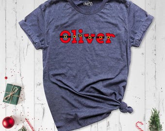 Personalized Christmas  Name Shirt, Matching Family Christmas Shirt, Custom Name Group Christmas Party Tshirt, Xmas Family Holiday Outfit